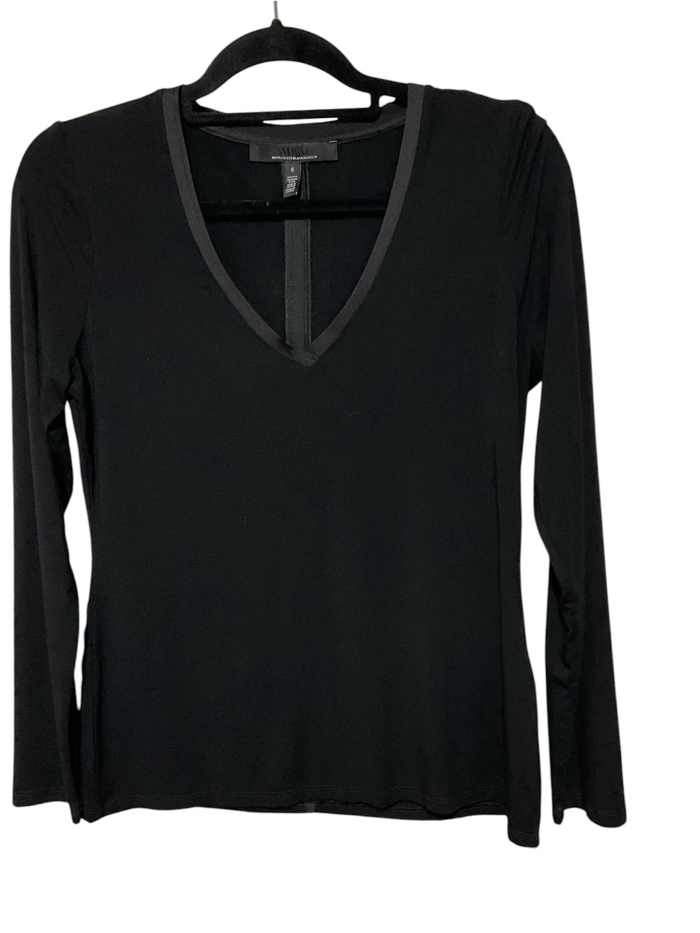 White House Black Market Black Long Sleeve V-Neck Top – Size Small